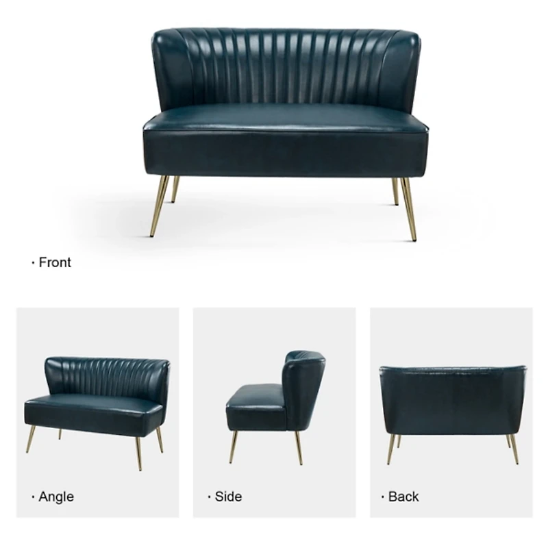 Turquoise Faux Leather Monica Loveseat