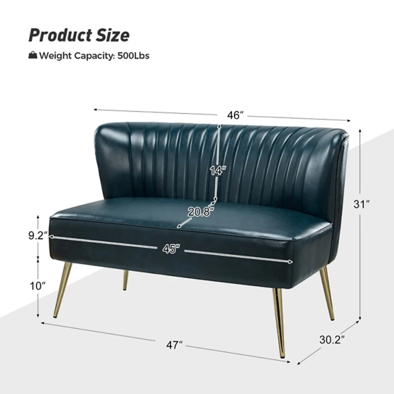 Turquoise Faux Leather Monica Loveseat