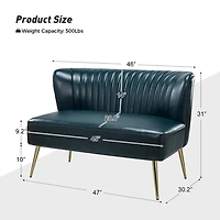Turquoise Faux Leather Monica Loveseat