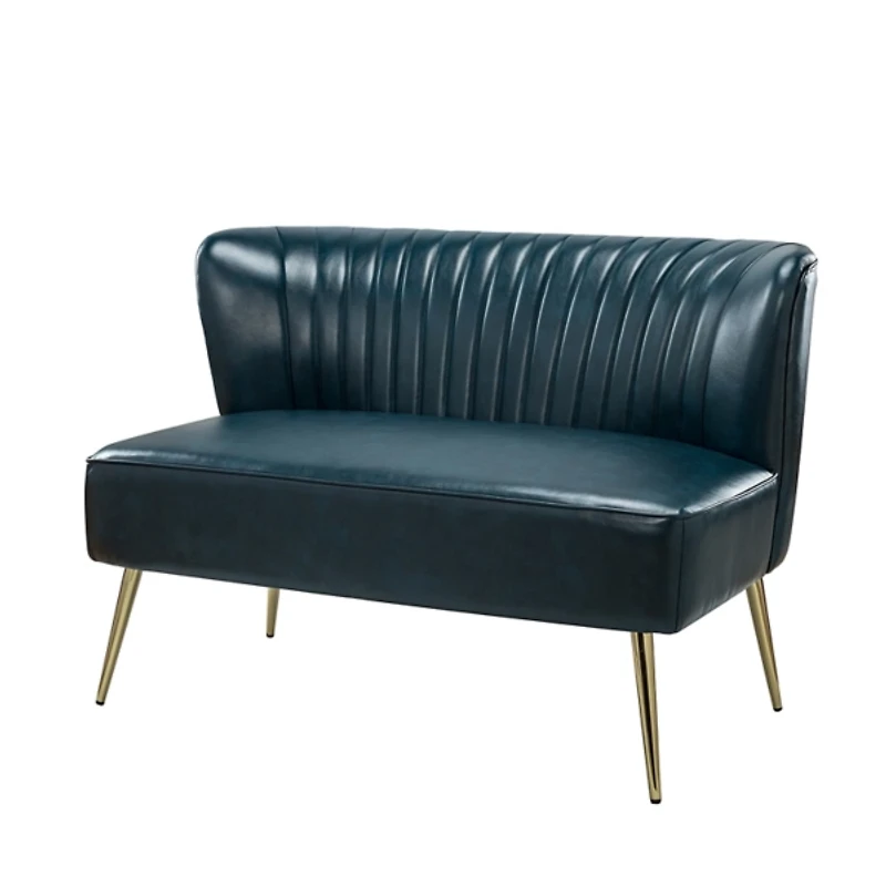 Turquoise Faux Leather Monica Loveseat