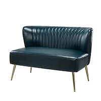 Turquoise Faux Leather Monica Loveseat
