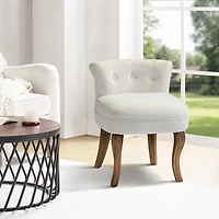 Ivory Velvet Lera Vanity Stool