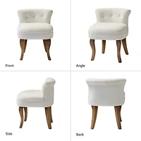 Ivory Velvet Lera Vanity Stool