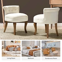 Ivory Velvet Lera Vanity Stool