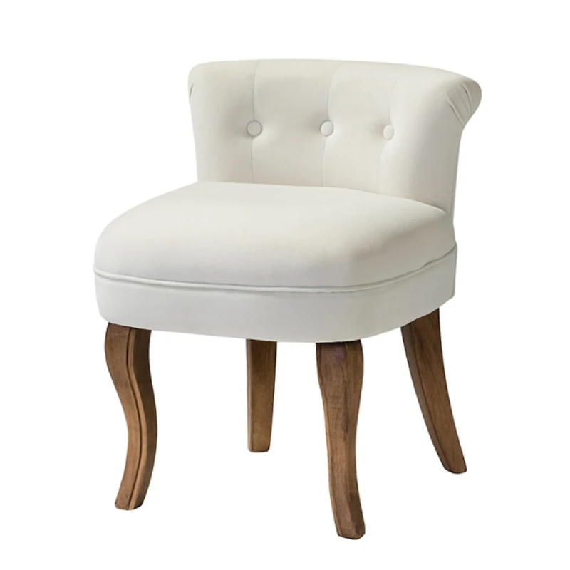Ivory Velvet Lera Vanity Stool