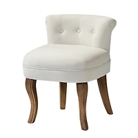 Ivory Velvet Lera Vanity Stool