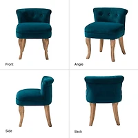 Teal Velvet Lera Vanity Stool