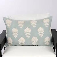 Blue Flowers Outdoor Lumbar Pillow