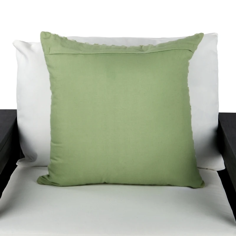 Green Embroidered Diamond Outdoor Pillow