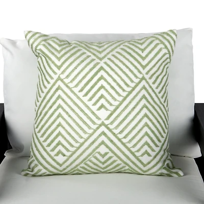 Green Embroidered Diamond Outdoor Pillow
