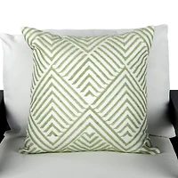 Green Embroidered Diamond Outdoor Pillow