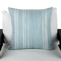 Distressed Blue Woven Stripe Outdoor Pillow