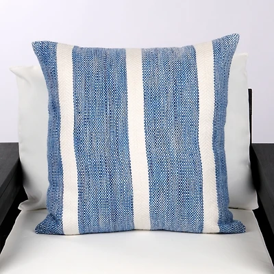 Blue Wide Stripe Outdoor Pillow
