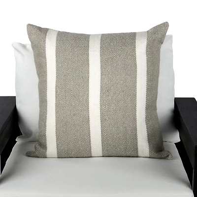 Gray Wide Stripe Outdoor Pillow