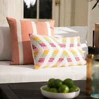 Pink Wide Stripe Outdoor Pillow