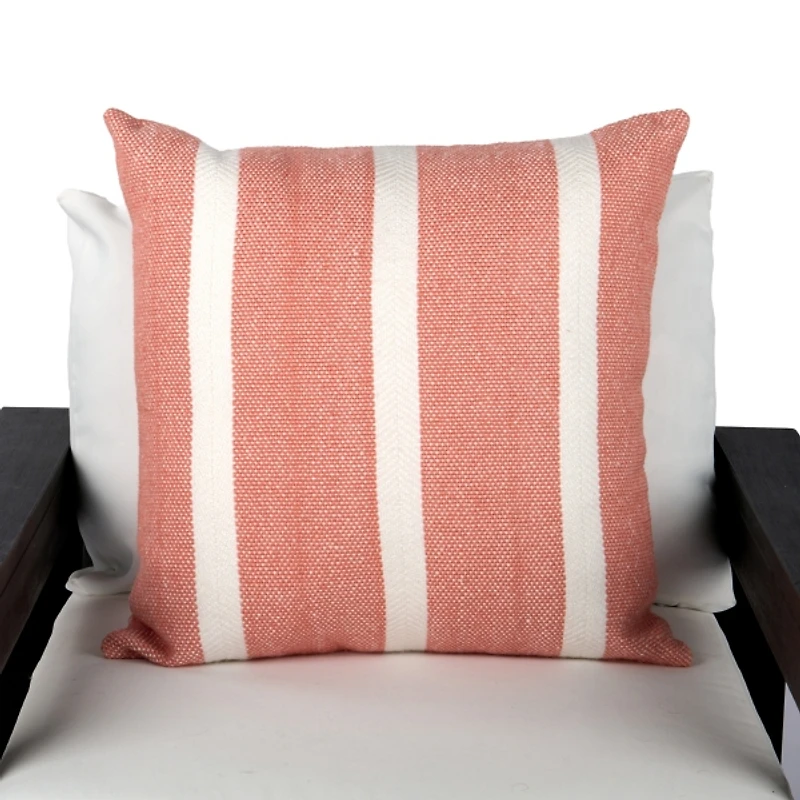 Pink Wide Stripe Outdoor Pillow