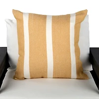 Yellow Wide Stripe Outdoor Pillow
