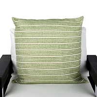Green Tweed Stripe Outdoor Pillow