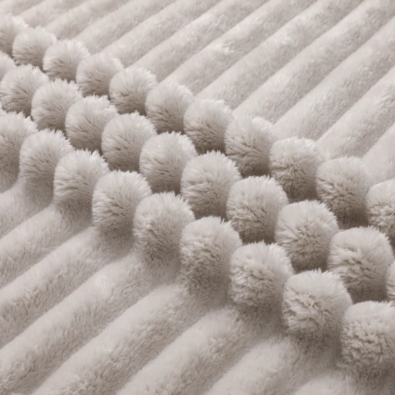 Beige Blaise Faux Fur Ribbed Throw