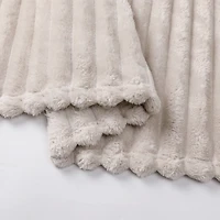Beige Blaise Faux Fur Ribbed Throw