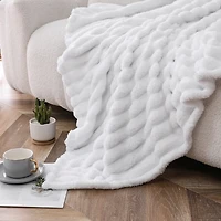 Blaise Faux Fur Ribbed Throw
