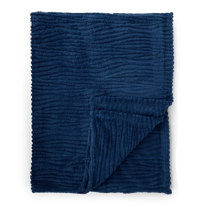 Navy Storm Faux Fur Throw