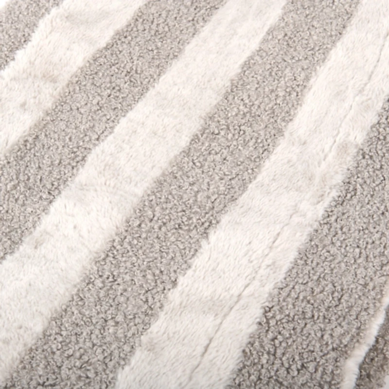 Ivory Vanya Boucle Faux Fur Stripe Throw