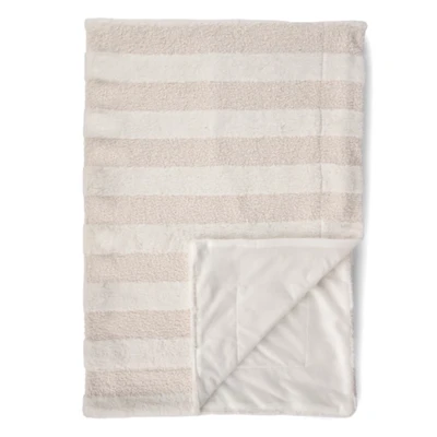 Ivory Vanya Boucle Faux Fur Stripe Throw