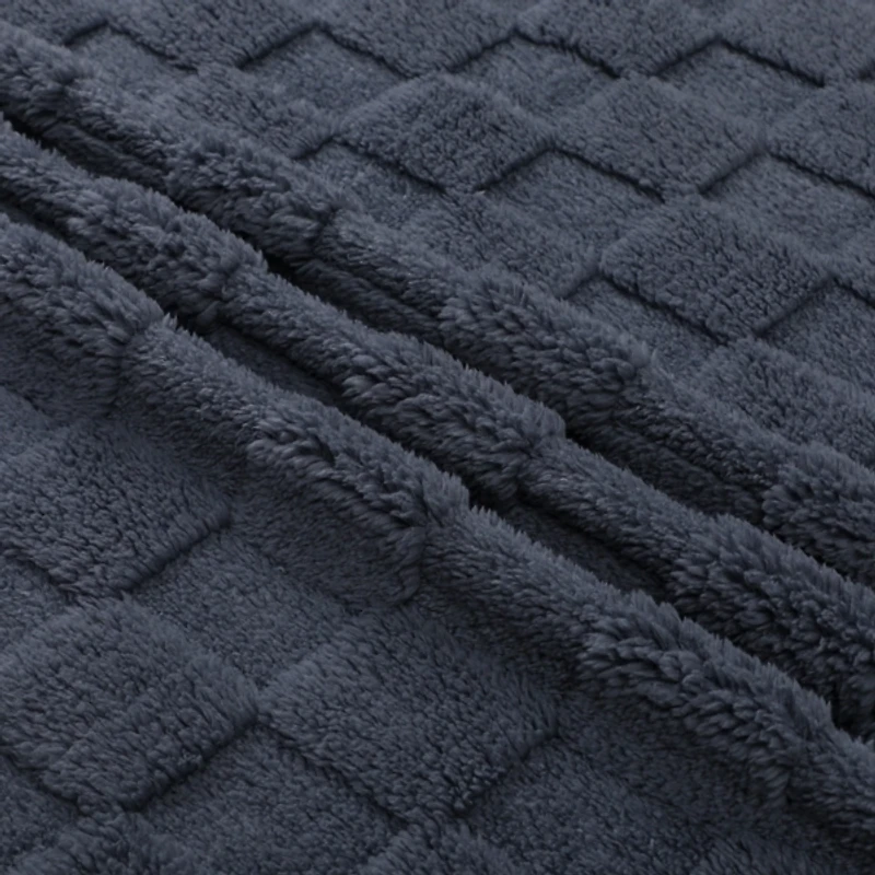 Zane Faux Fur Checkered Throw