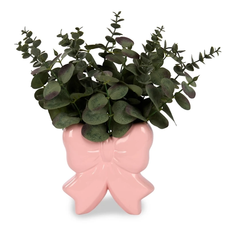 Eucalyptus Pink Bow Vase Arrangement