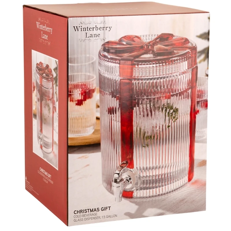 Christmas Red Bow 1.5 Gal Drink Dispenser