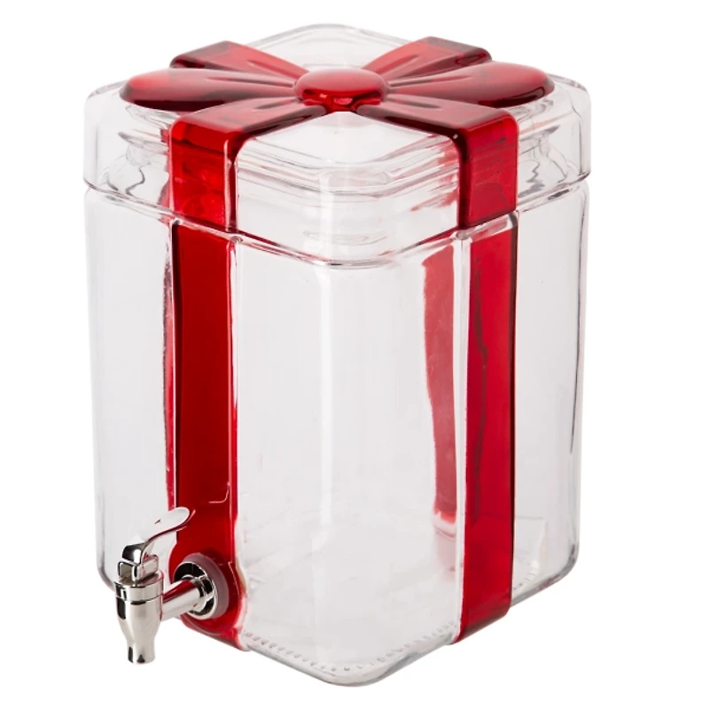 Christmas Red Bow 1.5 Gal Square Drink Dispenser