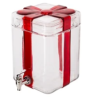 Christmas Red Bow 1.5 Gal Square Drink Dispenser