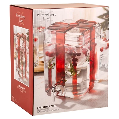 Christmas Red Bow 1.5 Gal Square Drink Dispenser