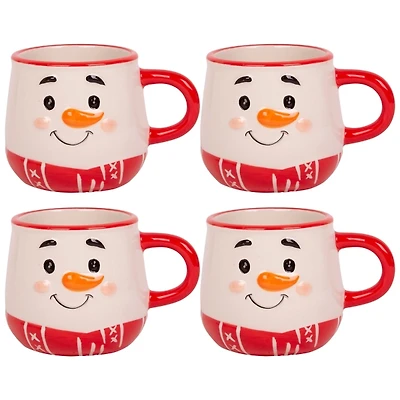 Vintage Snowman Christmas Espresso Mugs, Set of 4