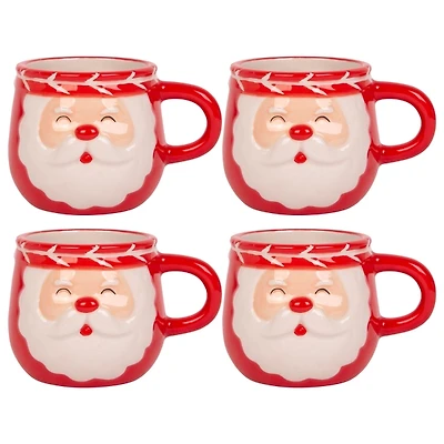 Santa Face Christmas Espresso Mugs, Set of 4
