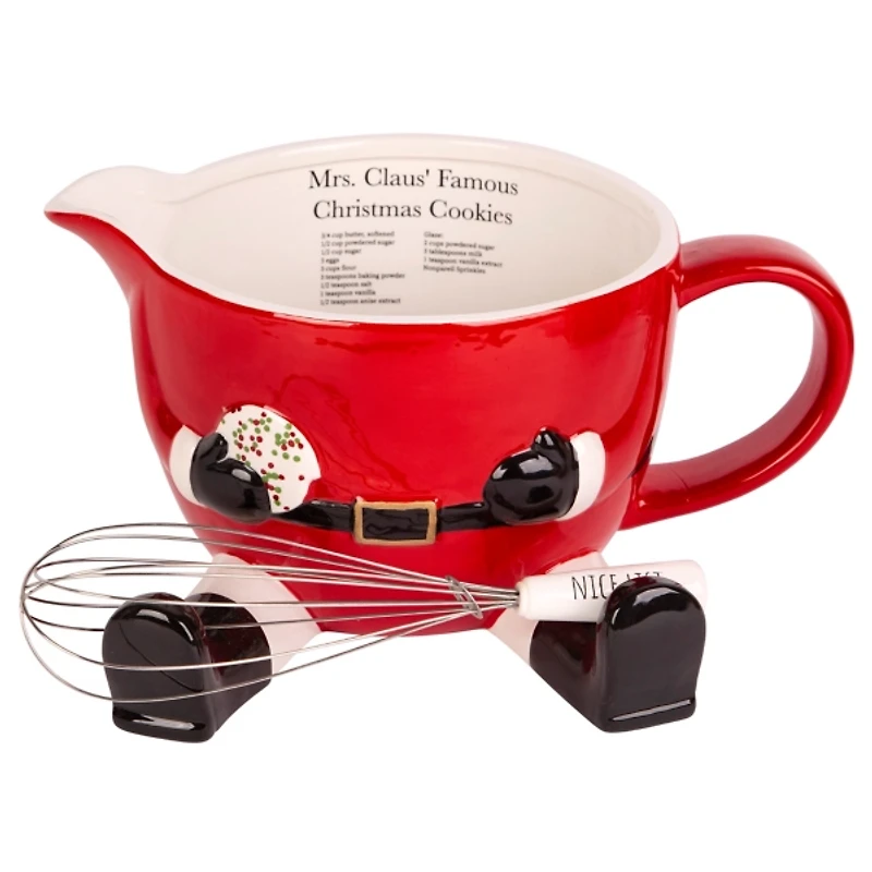 Mrs. Claus Christmas Batter Bowl with Whisk