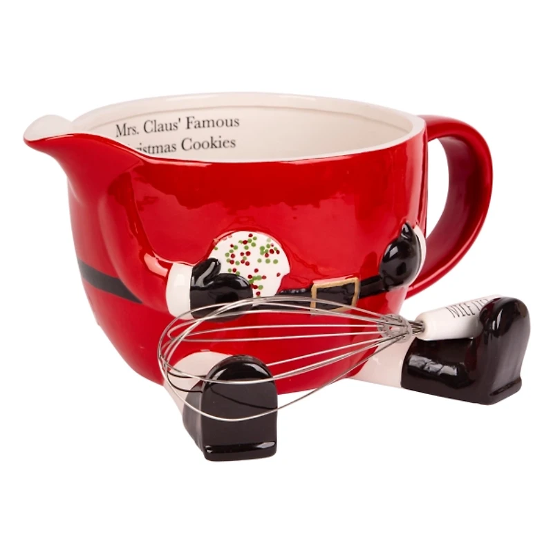 Mrs. Claus Christmas Batter Bowl with Whisk