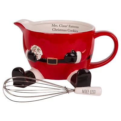 Mrs. Claus Christmas Batter Bowl with Whisk