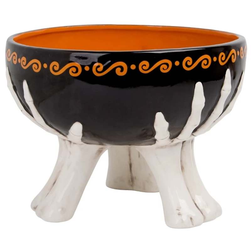 Skeleton Hand Footed Halloween Bowl