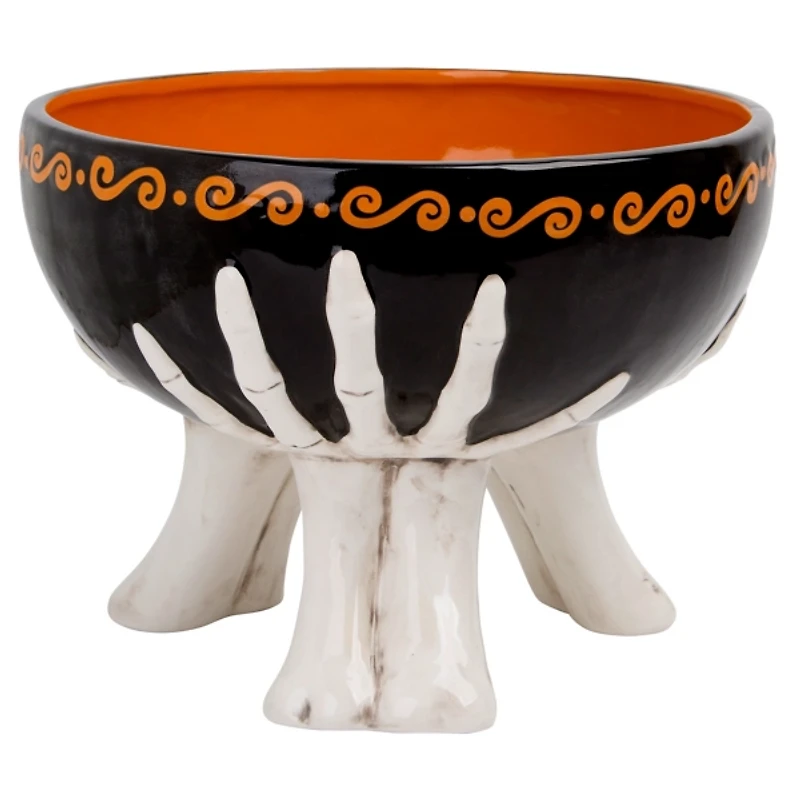 Skeleton Hand Footed Halloween Bowl