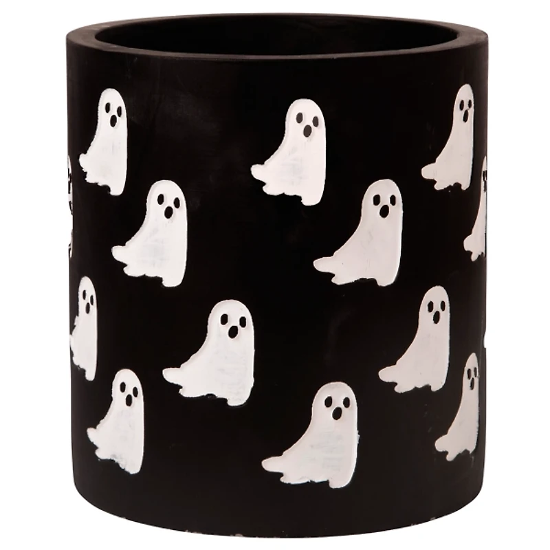 Debossed Ghosts Black Ceramic Crock