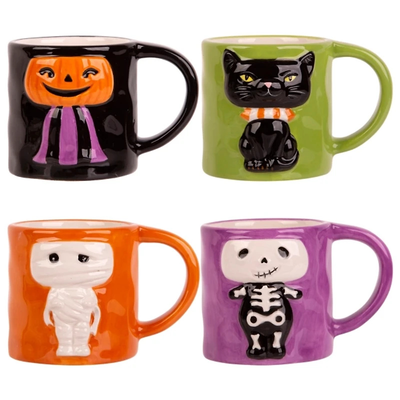 Halloween Character Espresso Mugs, Set of 4