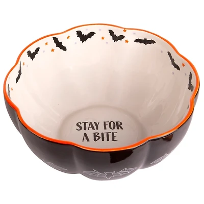 Stay for a Bite Black Ceramic Candy Bowl