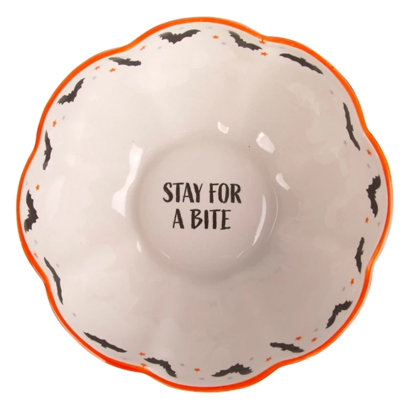 Stay for a Bite Black Ceramic Candy Bowl