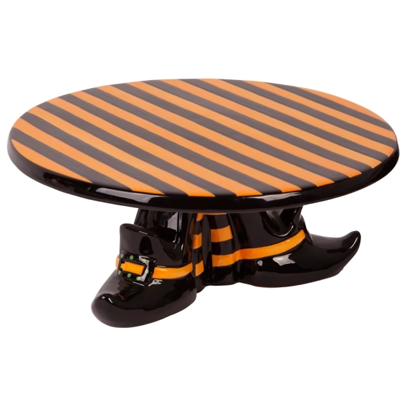 Black Stripe Witch Feet Halloween Cake Stand