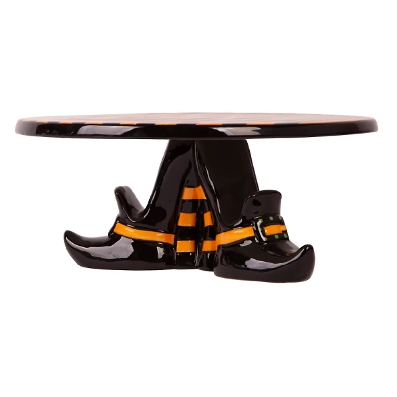 Black Stripe Witch Feet Halloween Cake Stand