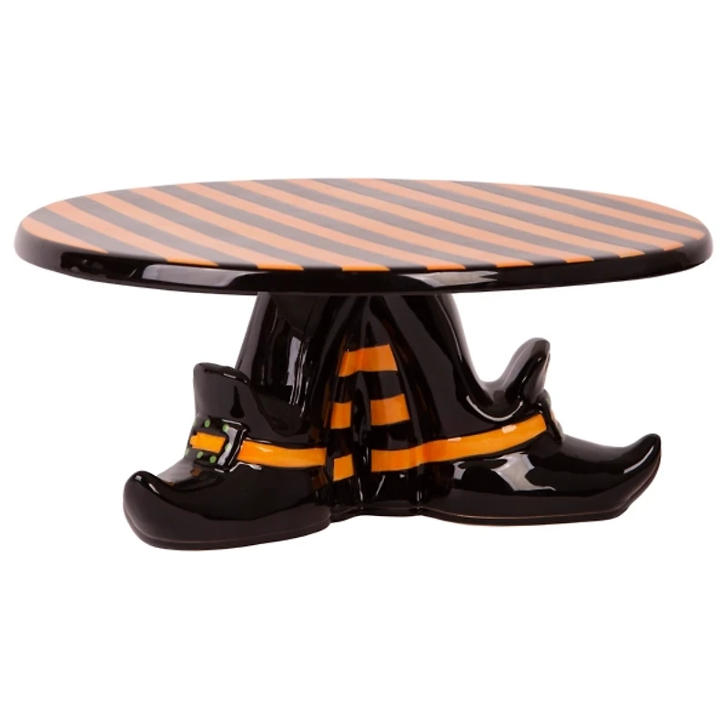 Black Stripe Witch Feet Halloween Cake Stand
