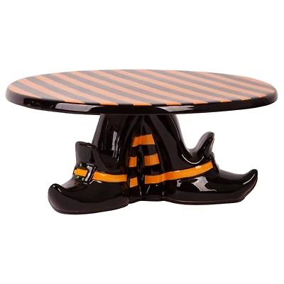 Black Stripe Witch Feet Halloween Cake Stand