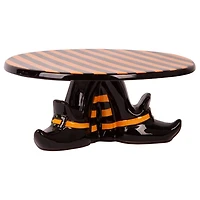 Black Stripe Witch Feet Halloween Cake Stand